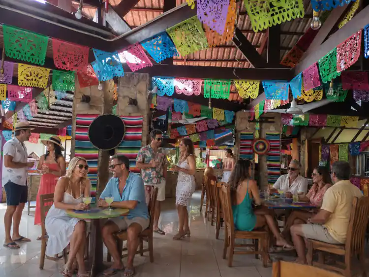 Vibrant bar and lounge area