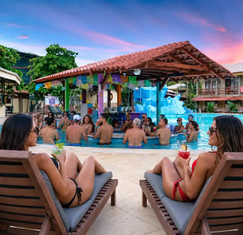 Pool bar at sunset